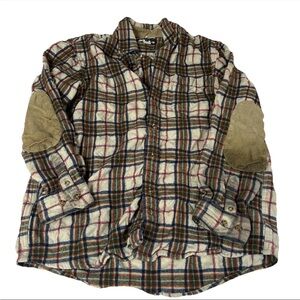 Vintage Eddie Bauer Men’s 100% Wool Size Large Button Up Plaid Shirt Green Red